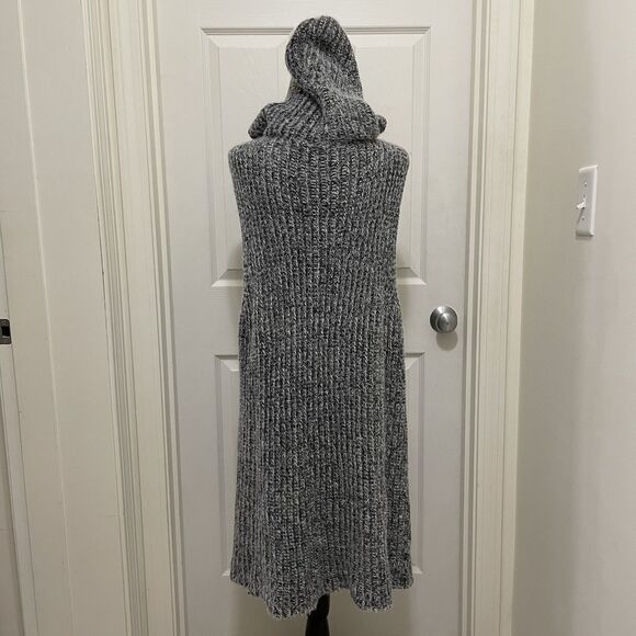 Mia & Tess‎ Knit Sweater Vest w/ Hood & Pockets Women's Black & White Small Med - Picture 5 of 8